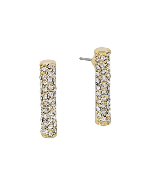 Cylinder Front Pave Post Earring