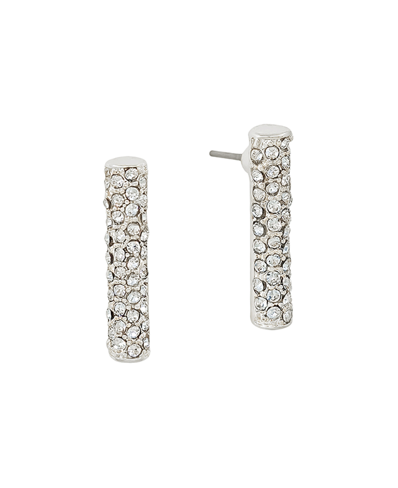 Cylinder Front Pave Post Earring
