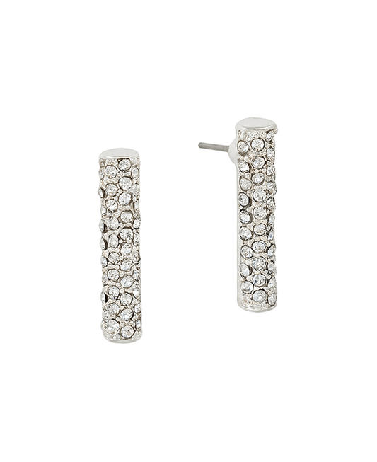 Cylinder Front Pave Post Earring