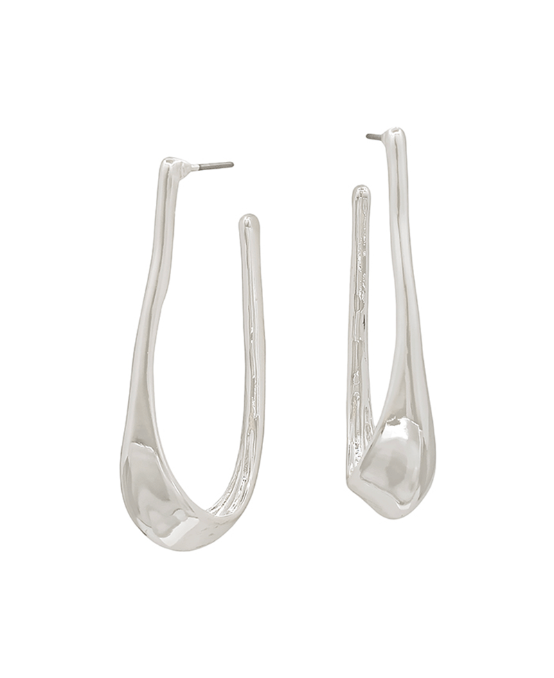 Molten Oval Shape Hoop Earring