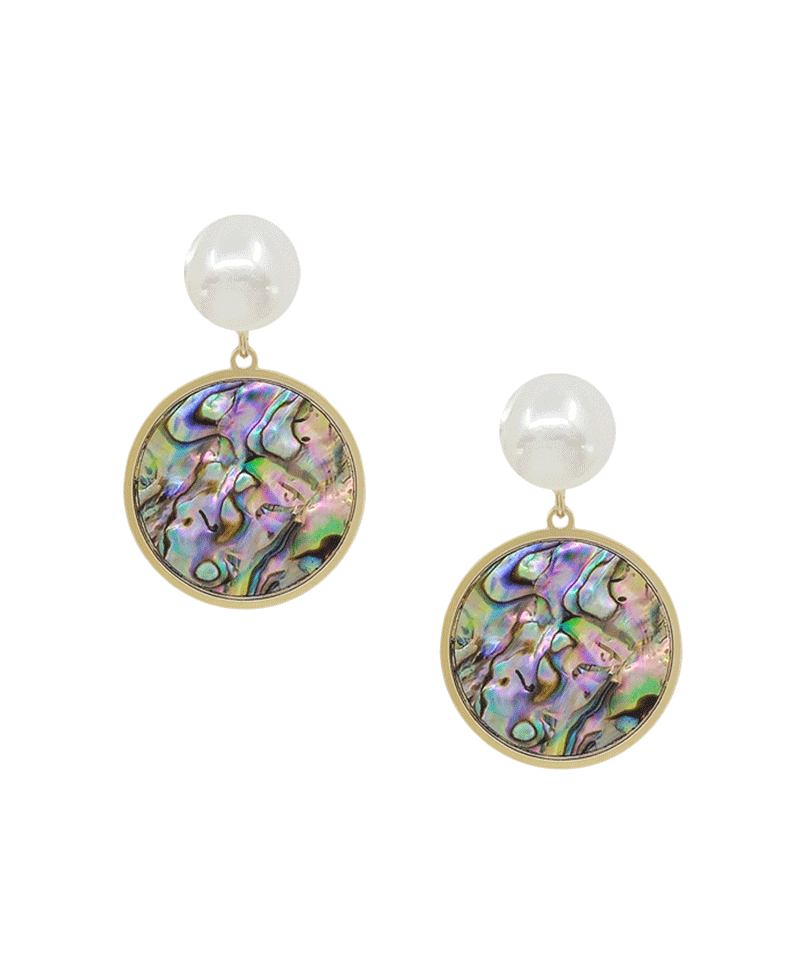 Pearl & Round Mop Drop Post Earring