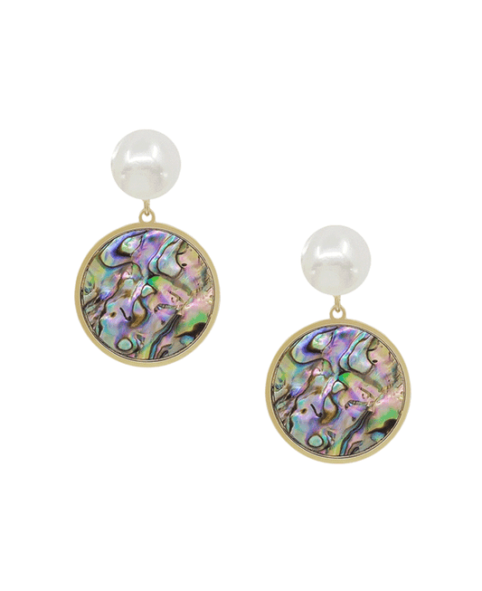 Pearl & Round Mop Drop Post Earring