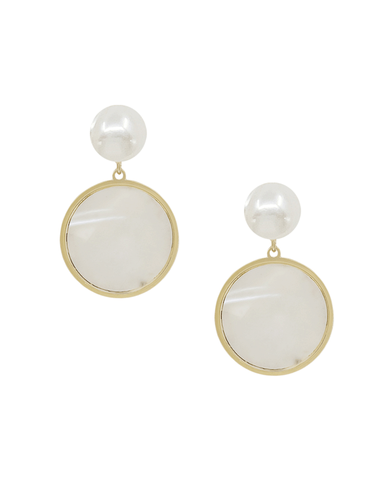 Pearl & Round Mop Drop Post Earring