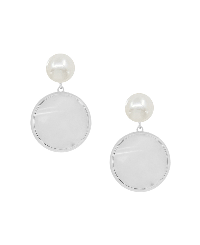 Pearl & Round Mop Drop Post Earring