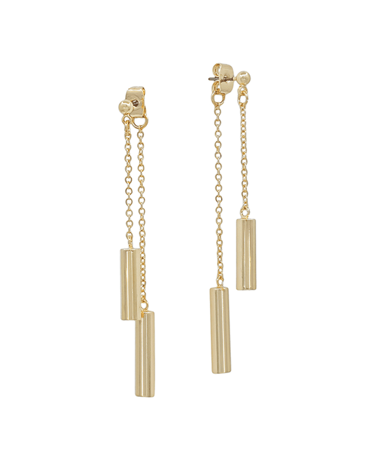 Front & Back Cylinder Linear Drop Earring