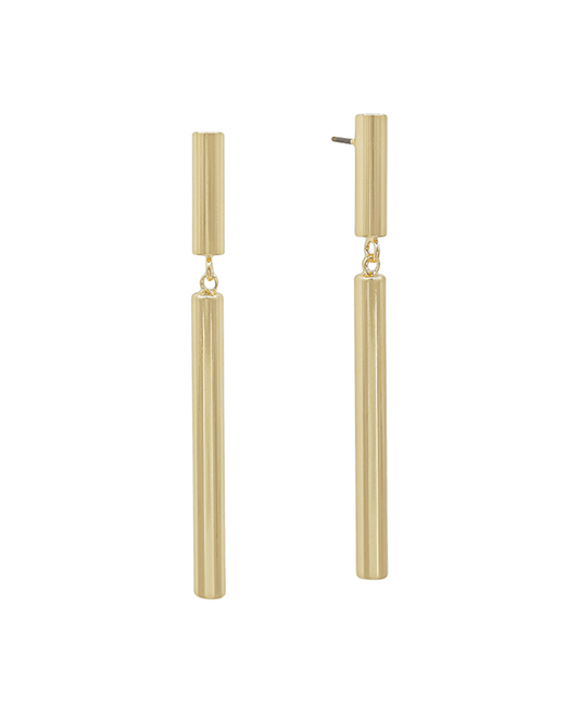 Metal Cylinder Linked Drop Earring - 2.1"