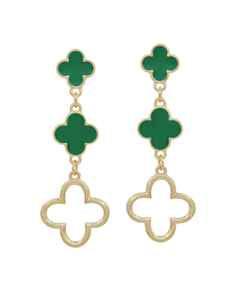 Clover Epoxy Drop Post Earring