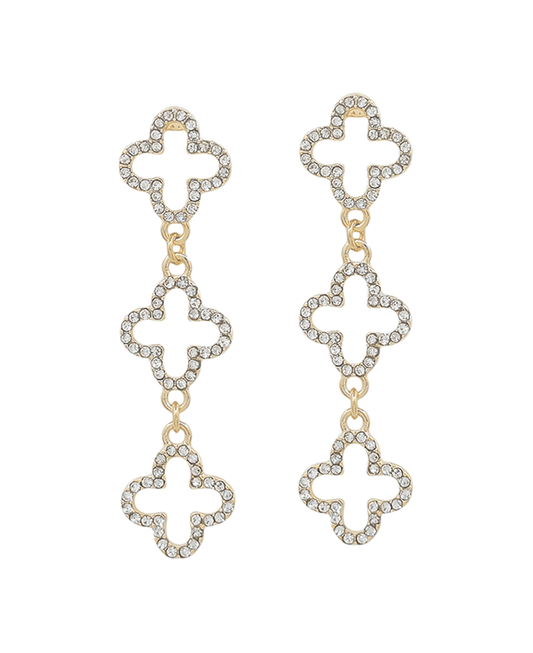 Paved Clover Drop Post Earring