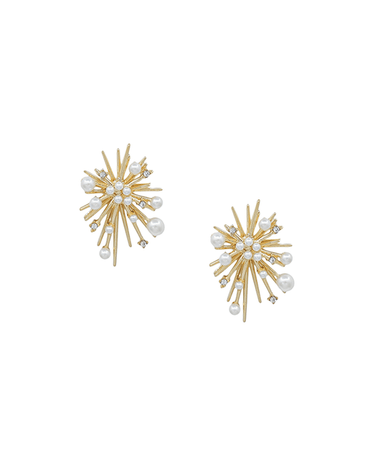 Spike Pearl Accent Post Earring