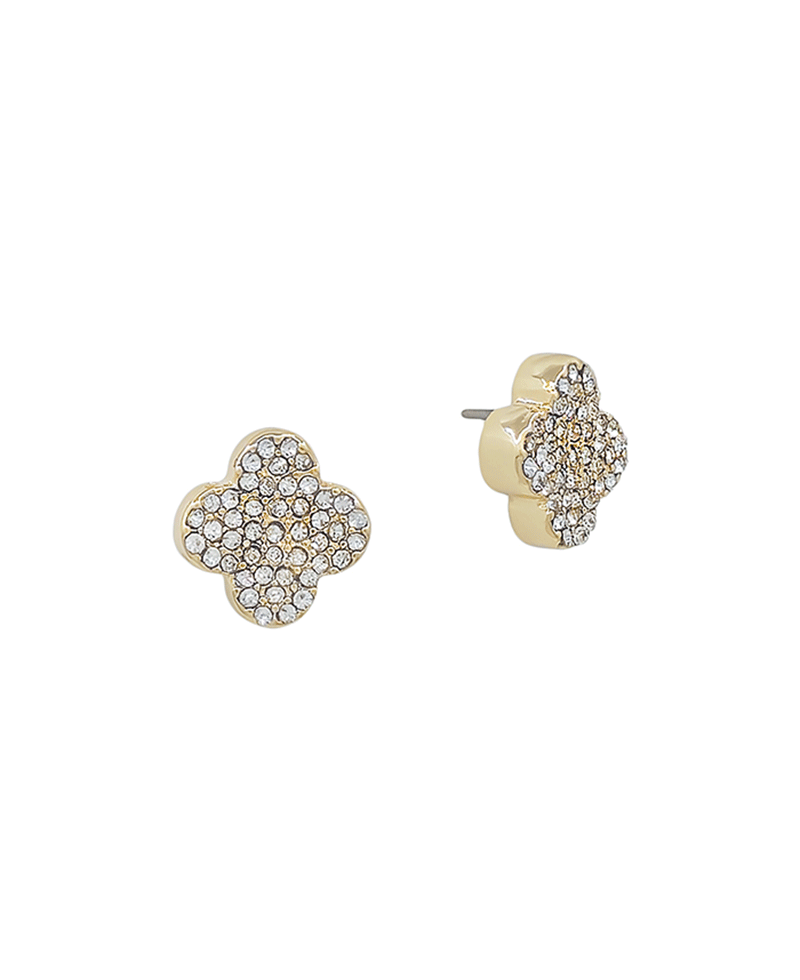 Small Clover Pave Post Earring