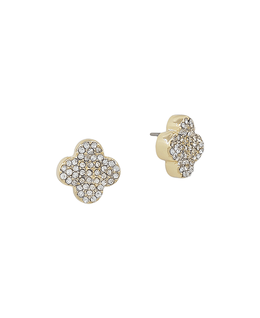 Small Clover Pave Post Earring