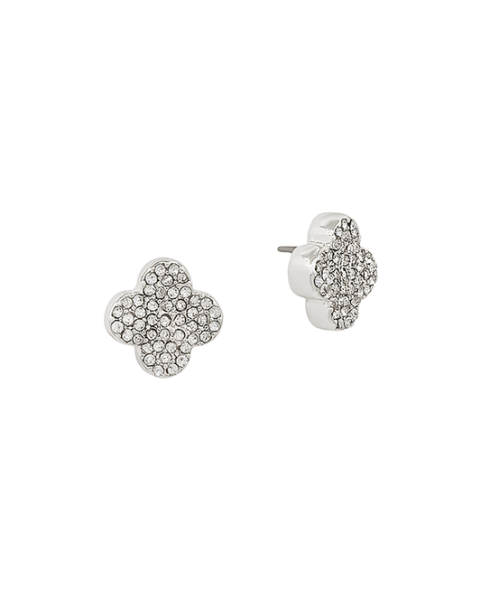 Small Clover Pave Post Earring