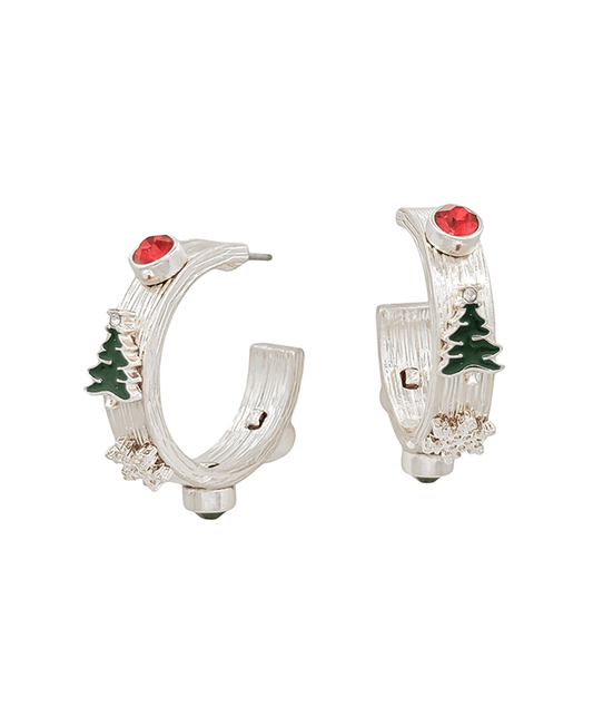 1.2" Christmas Point Texture Hoop Earring