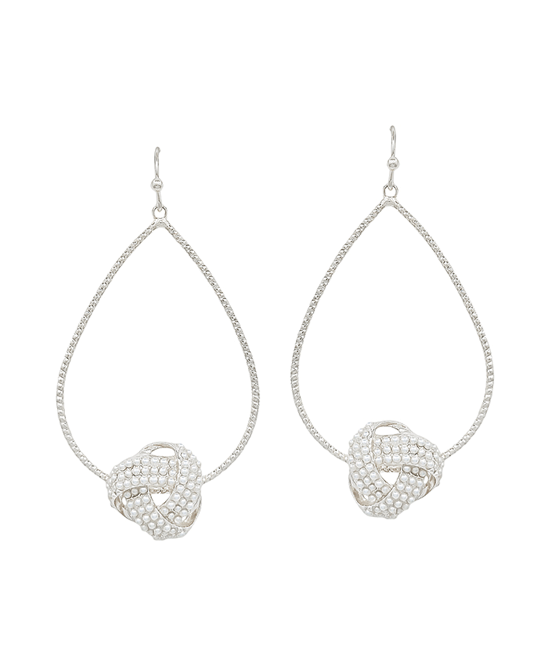2" Teardrop Wire w/ Pearl Knot Earring