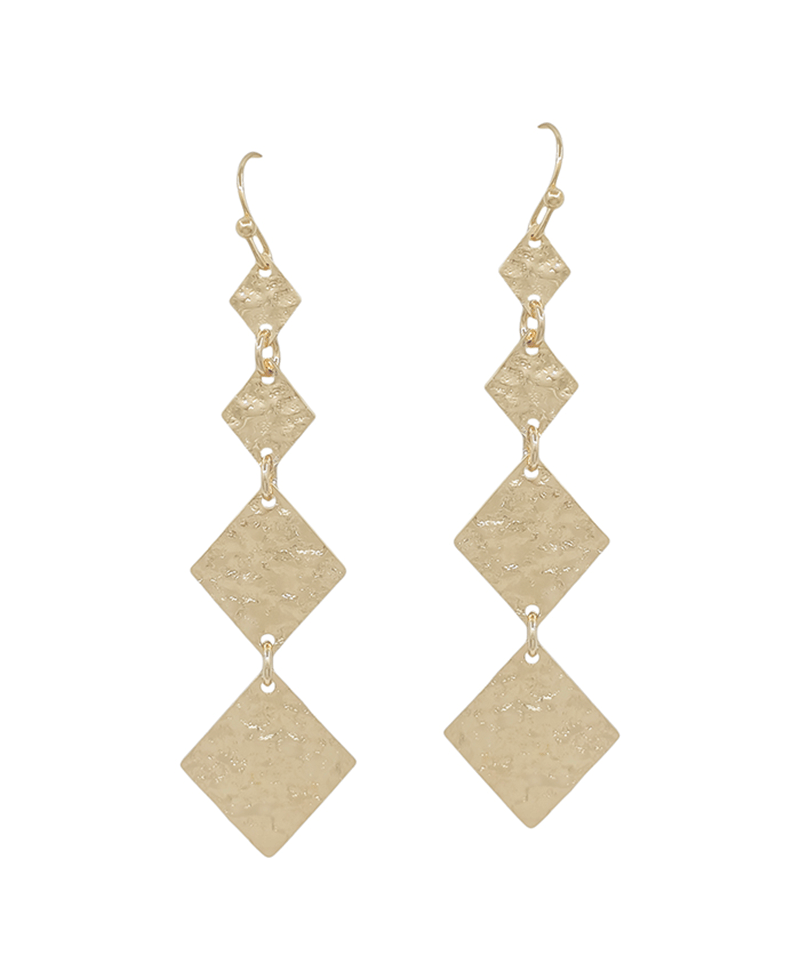 4 Drops Diamond Shape Texture Metal Earring