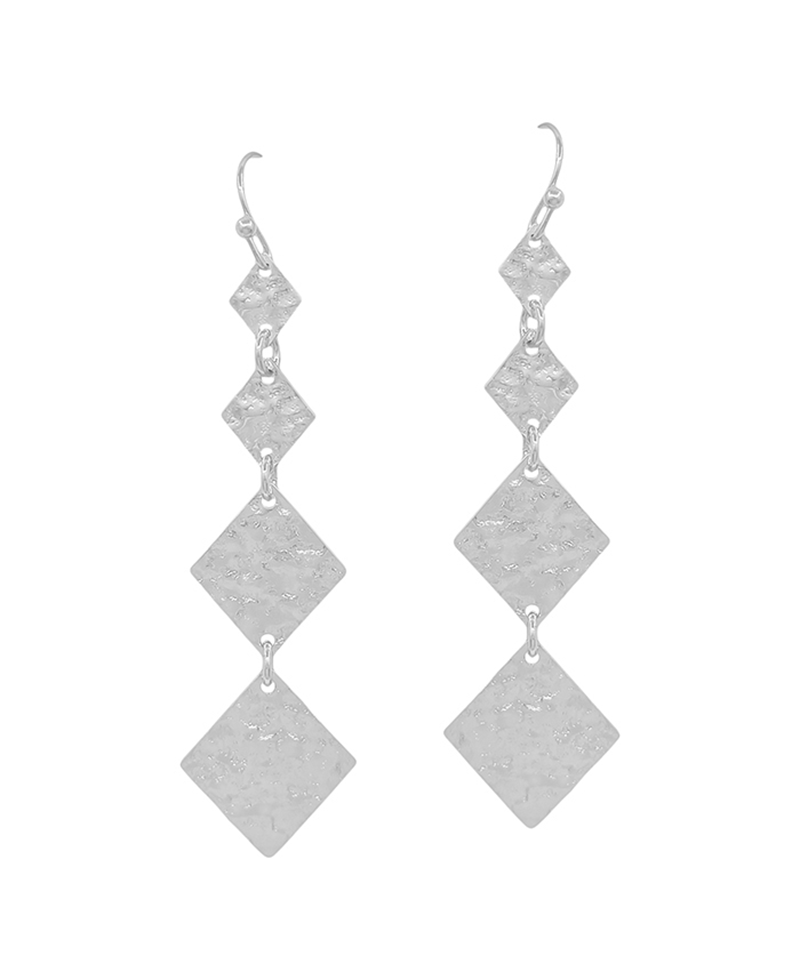 4 Drops Diamond Shape Texture Metal Earring