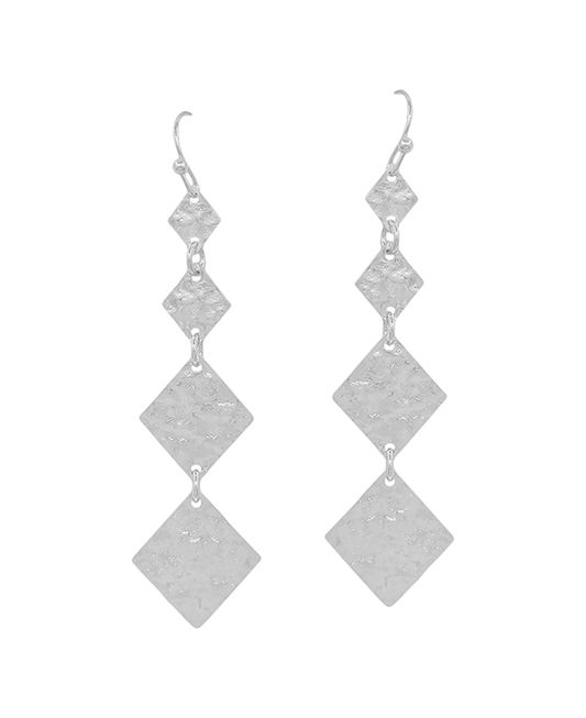4 Drops Diamond Shape Texture Metal Earring