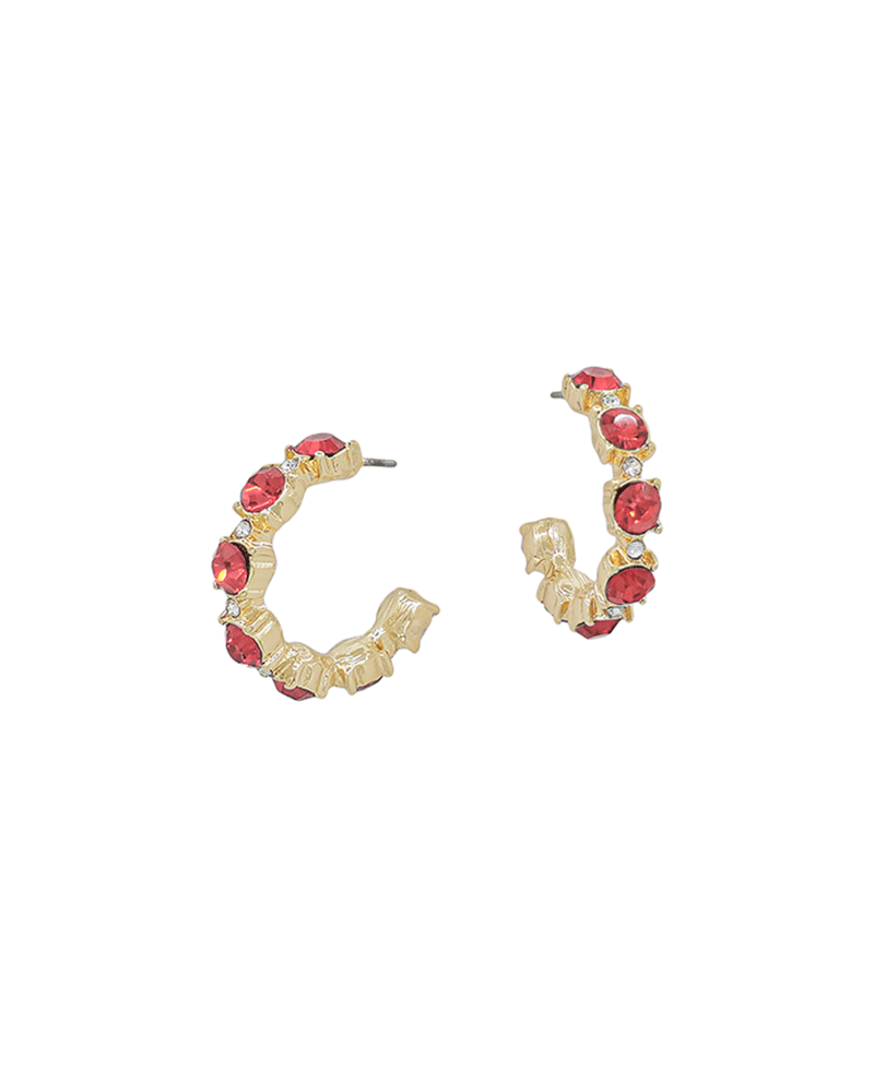1.2" Crystal Mixed Shape Hoop Earring