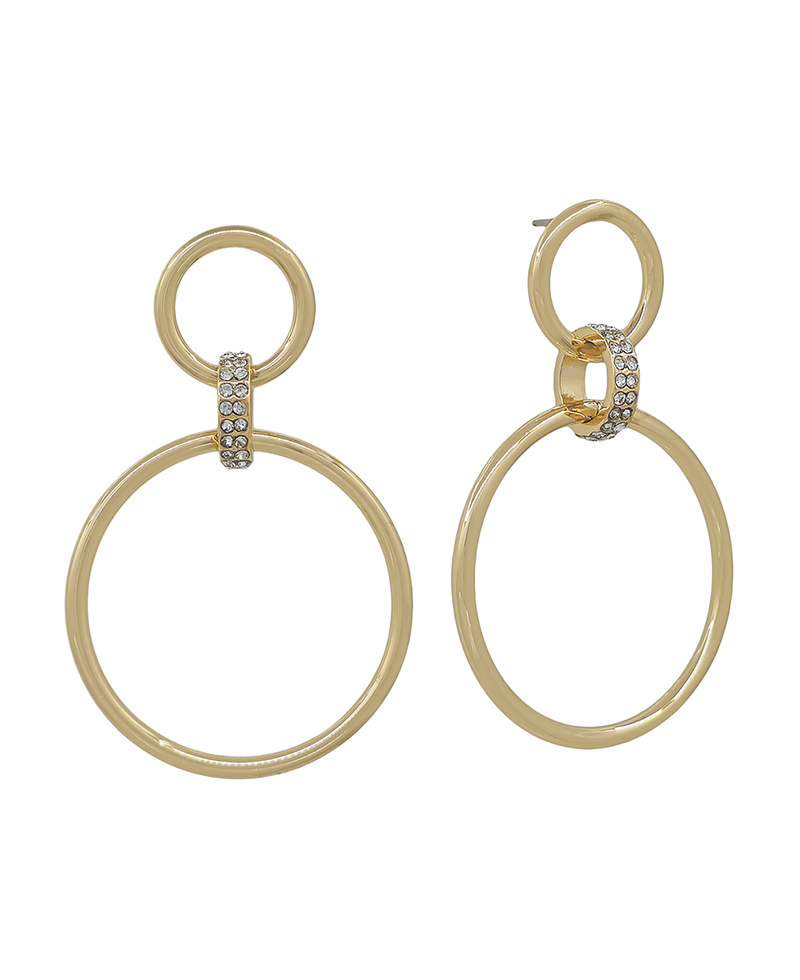 Pave Accent Linked Metal Earring - 2"