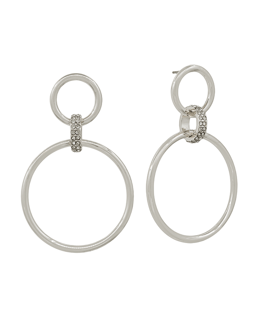 Pave Accent Linked Metal Earring - 2"