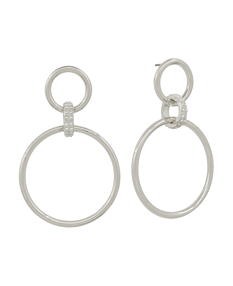 Pearl Accent Linked Metal Earring - 2"