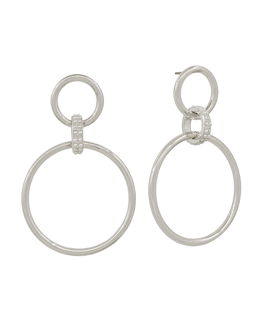 Pearl Accent Linked Metal Earring - 2"