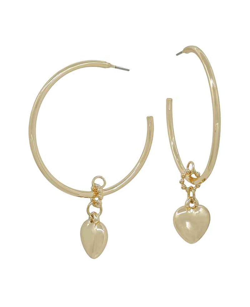 2" Metal Hoop w/ Heart CCB Drop Earring