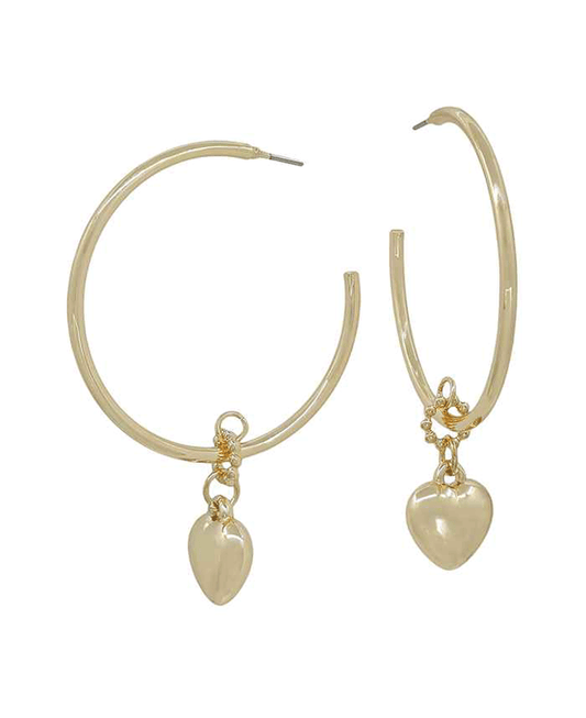 2" Metal Hoop w/ Heart CCB Drop Earring