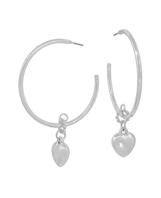 2" Metal Hoop w/ Heart CCB Drop Earring