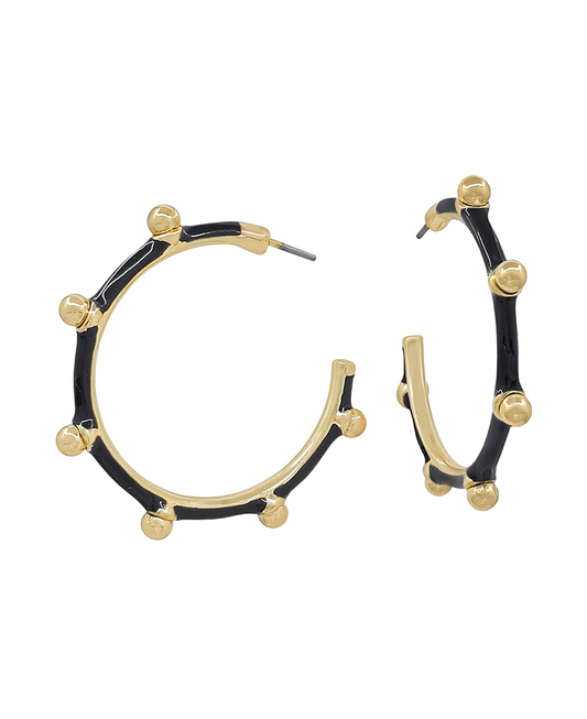 Metal Ball Accent Hoop Epoxy Earring - 1.5"