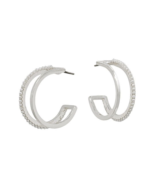 Double Round w/ Pearl Hoop Earring - 1.0"