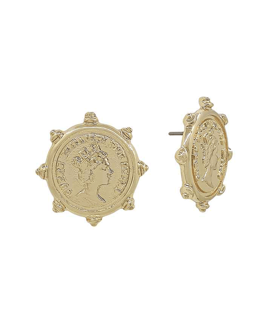 Coin Metal Post Earring - 0.8"
