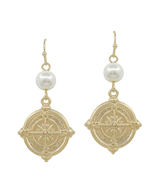 Pearl w/ Coin Metal Drop Earring