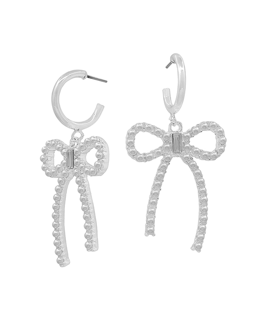 Ribbon w/ Pearl Small Hoop Earring