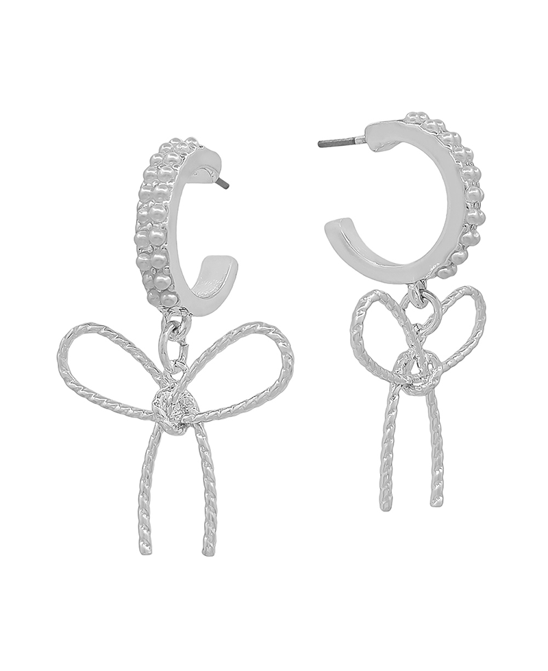 Pearl Hoop w/ Wire Ribbon Earring