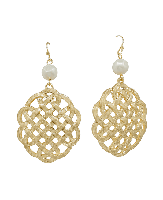 Fresh Water Pearl & Filigree Metal Drop Earring - 2.0"