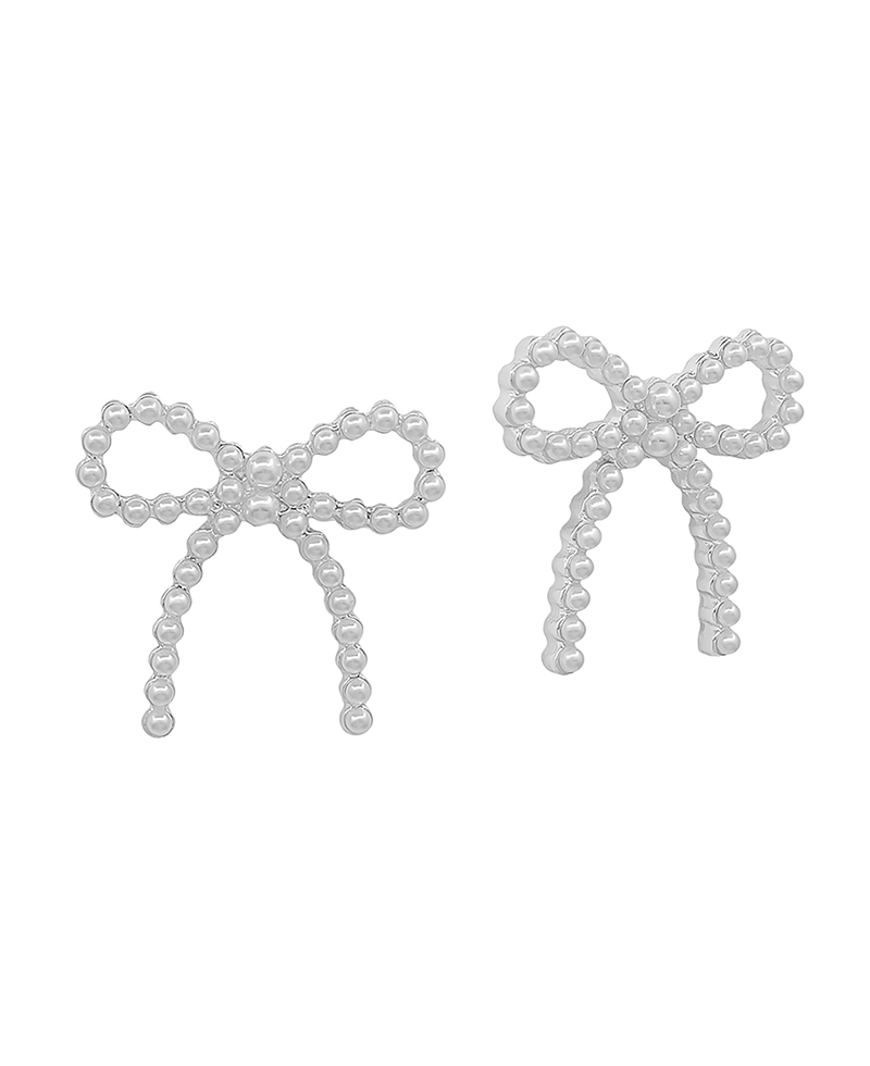 Ribbon w/ Pearl Post Earring - 1.0"