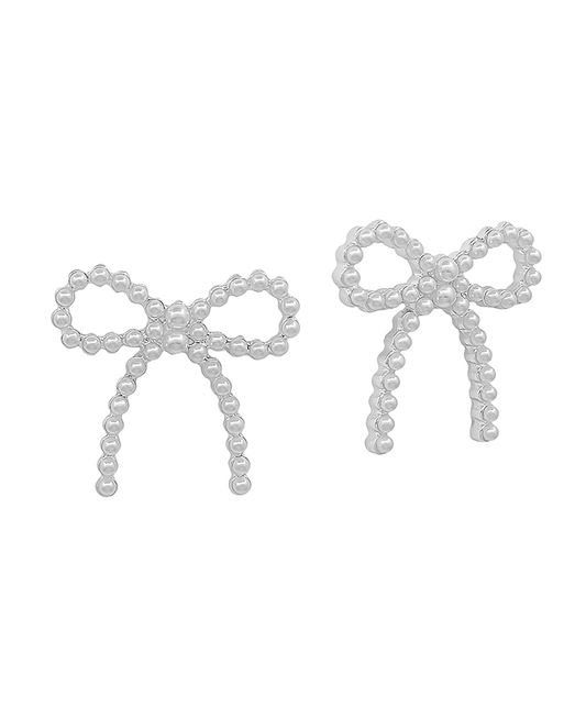 Ribbon w/ Pearl Post Earring - 1.0"