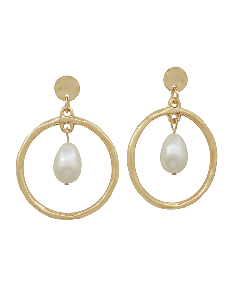 Circle w/ fwp Post Earring - 1.5"