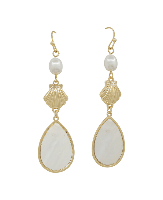 FWP & Shell & Mop Drop Earring
