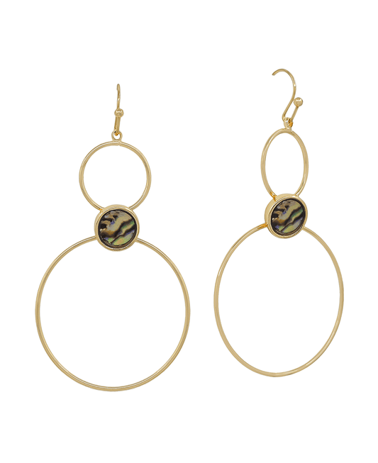 Mop Accent Round Metal Wire Earring