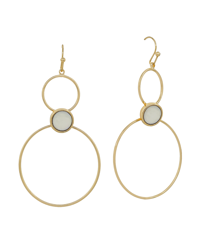 Mop Accent Round Metal Wire Earring