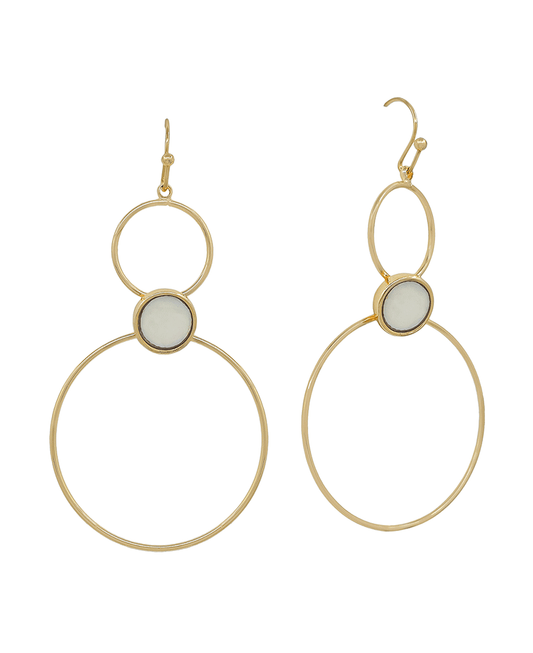 Mop Accent Round Metal Wire Earring