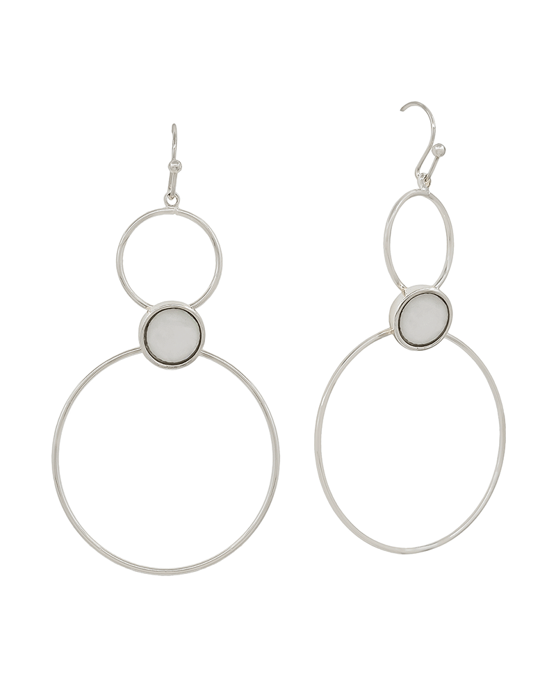 Mop Accent Round Metal Wire Earring