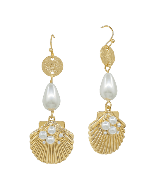 Pearl & Shell Drop Earring - 1.8"