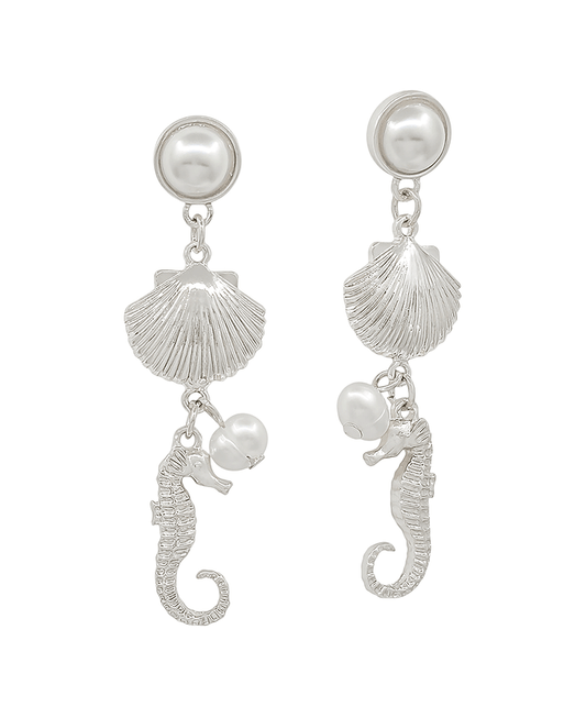 Shell & Sea Horse Drop Post Earring