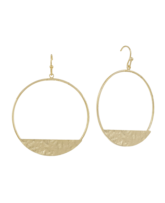 Circle Wire Flat Metal Bottom Accent Earring - 1.5"