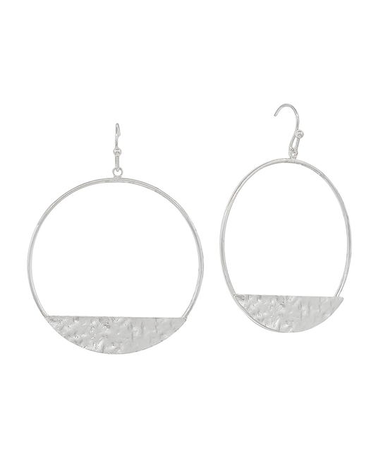 Circle Wire Flat Metal Bottom Accent Earring - 1.5"