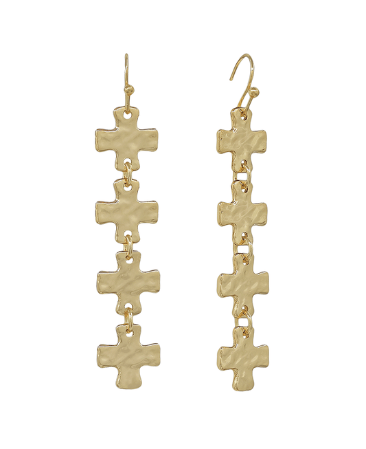 Hammered Metal Cross Linked Earring - 2.0"