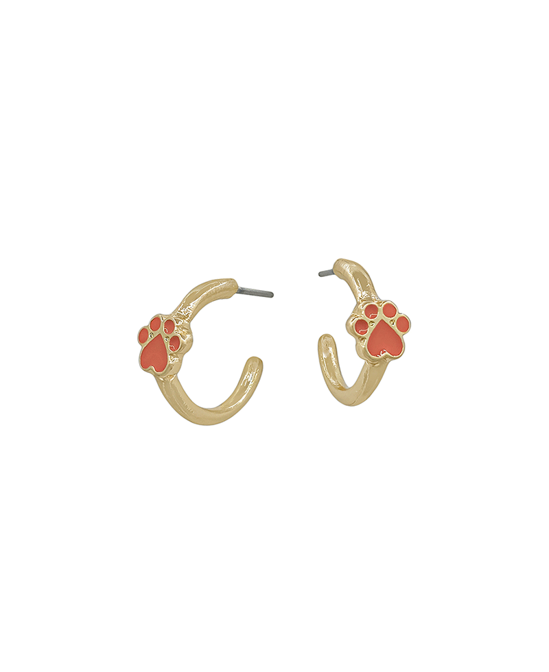 Mini Paw Epoxy Accent 15mm Hoop Earring